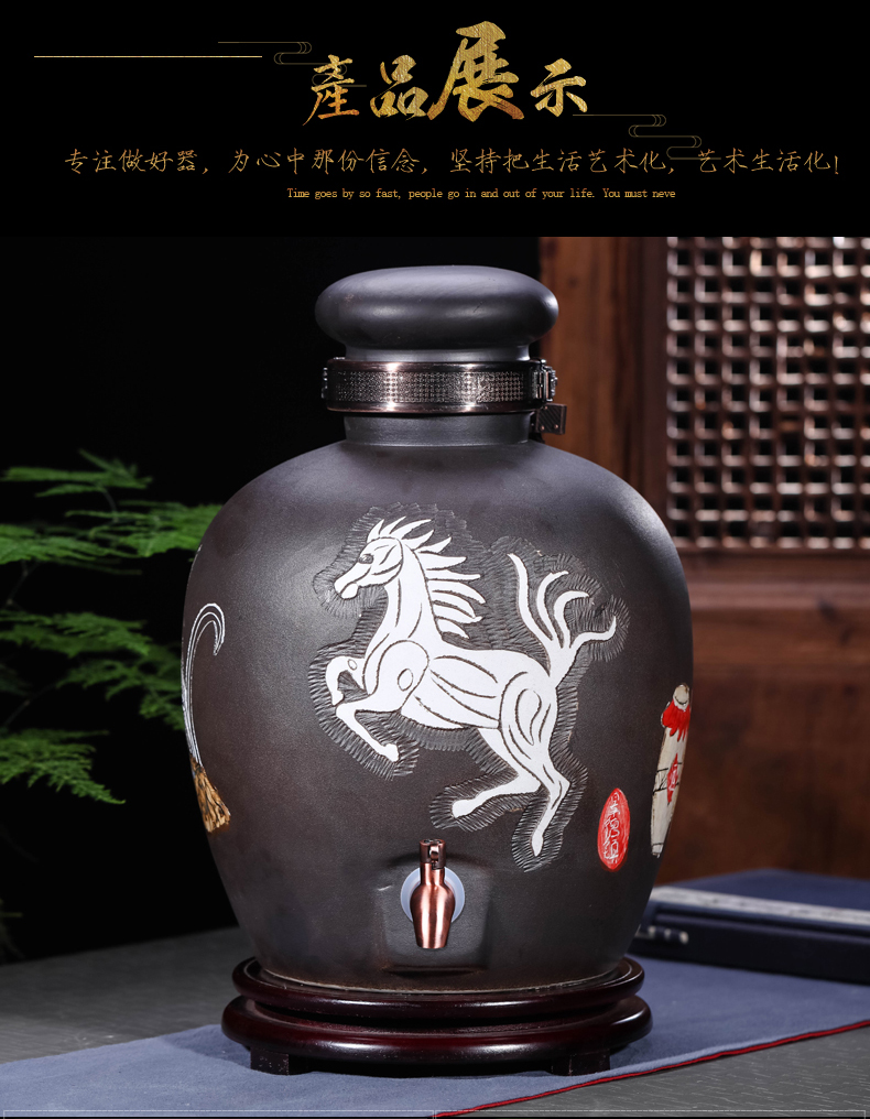 Jingdezhen ceramic jars it 5 jins of 10 jins of 50 pounds with leading seal archaize mercifully wine home up cylinder