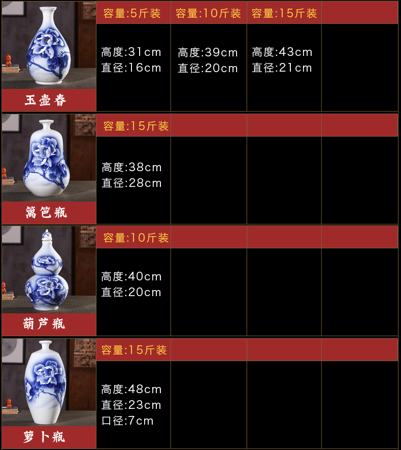 Jingdezhen ceramic terms bottle decorative 10 jins to blue and white porcelain jars 5 kg hand - made of seal it jugs