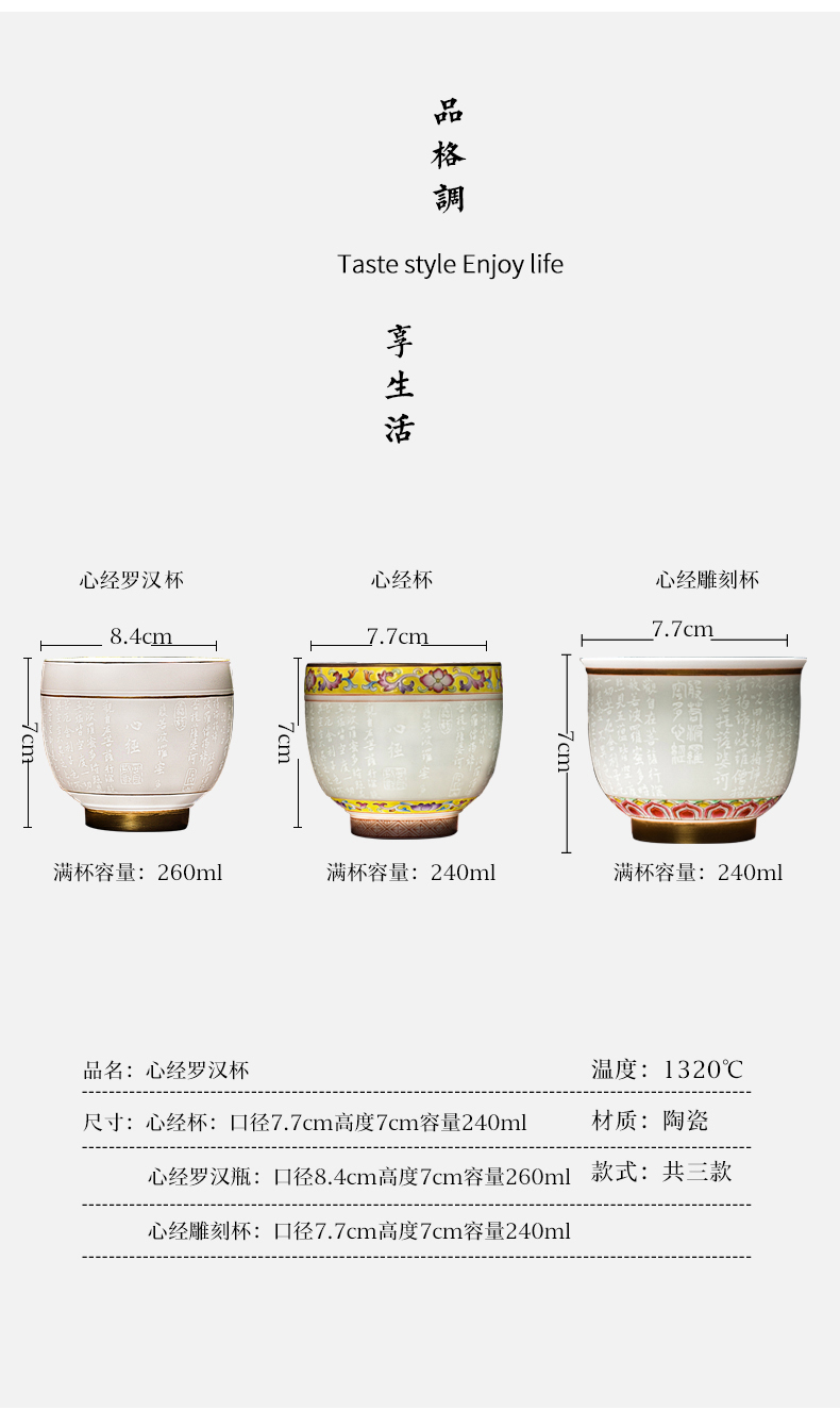 Jingdezhen ceramic manual its master cup heart sutra cup single CPU kunfu tea cup personal gift cup small bowl