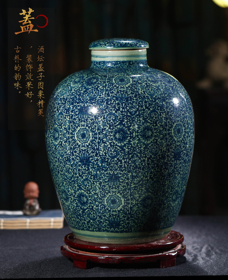 Jingdezhen ceramic jar it 10 jins 20 jins 50 kg of household archaize sect wine bottle wine bottle sealed up