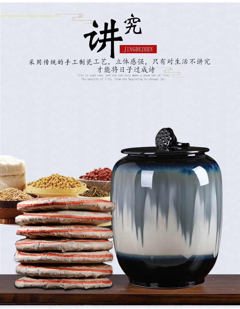 Jingdezhen ceramic large tea pot with cover household seal pot of tea cake pu 'er tea urn awake tea POTS