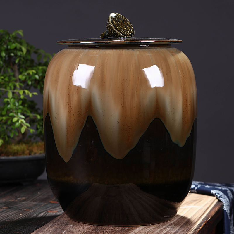 Jingdezhen ceramic tea pot large puer tea cake home seven cakes tea urn storage cover seal pot restoring ancient ways