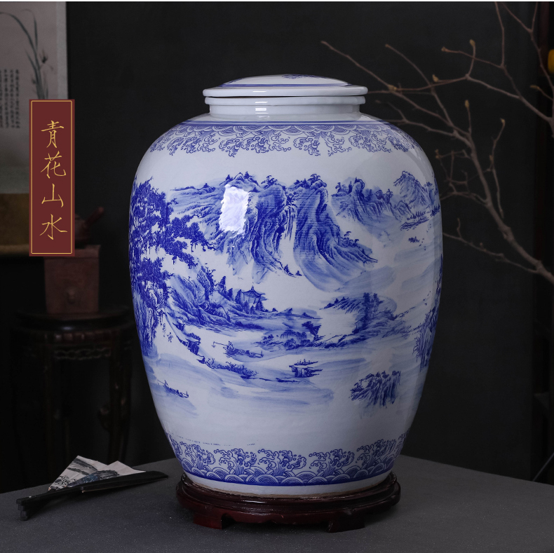 Jingdezhen ceramic jar 100 catties 200 jins domestic sealed up with hidden upset it archaize brewed liquor as cans