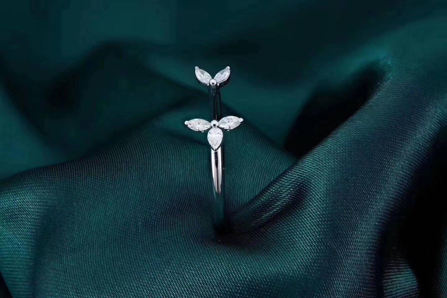 Marquise Open Ring Marriage Proposal Wedding Ring Custom Platinum Empty Holder Necklace