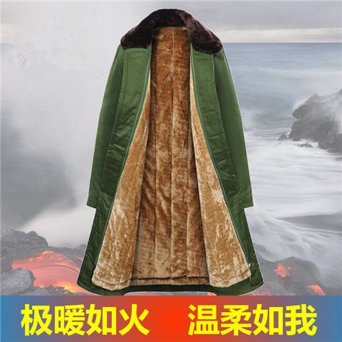 Military Uniform Coat Cotton Jersey Male Winter Thickening long version Large coat security Anti-cold clothes Military green cotton clothing Refrigerated Culao cotton padded jacket