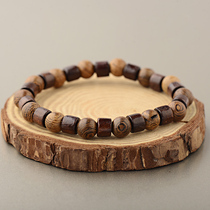 8mm Natural Round Cylinder Wood Beads Bracelet Men Classic