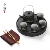 Xiaoluo black pottery set kung fu tea set ceramic water storage tea tray home Japanese creative office bubble teapot