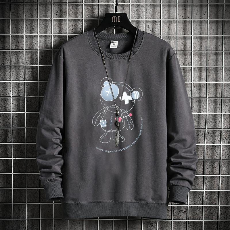 Loose Sweater Men's Spring and Autumn Plus Fat Plus Size Round Party Simple Collar Printed Pure Cotton Long-sleeved T-shirt Sports Bottoming Shirt_voghion.com