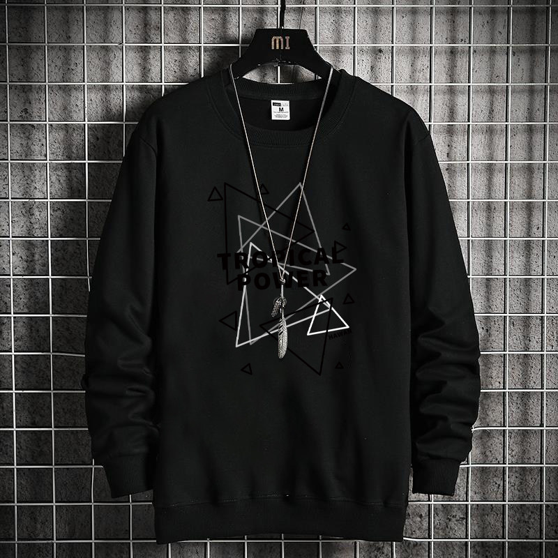 Men's Cotton Sweatshirt Round Neck Plus Size Printed Pullover_voghion.com