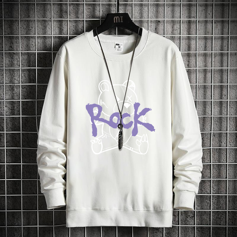 Fat Guy Maglione Casual Largo Uomo Primavera e Autunno Taglie Forti Girocollo Stampato Cotone Maglietta Manica Lunga Sportiva Camicia Inferiore_voghion.com