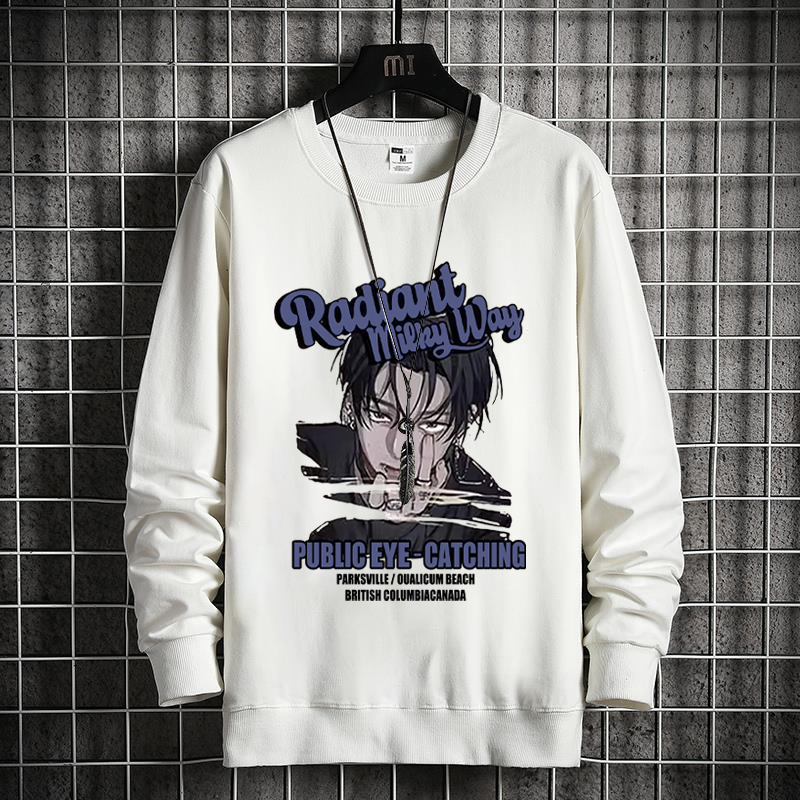 Street Style Large Size Sweater Men's Spring and Autumn New Loose Fat Plus Fat Plus Large Men's Clothing Crew Neck Top Printed Long Sleeves_voghion.com