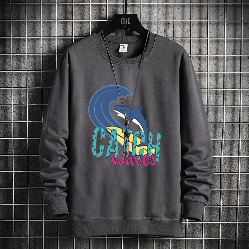 Men's Oversized Cotton Sweatshirt Printed Crew Neck Casual Style_voghion.com