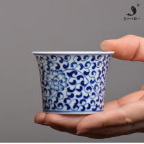 Big fish handmade tea set Jingdezhen ceramic blue and white hand-painted tea cup small Cup ceramic kung fu tea set Tea Bowl