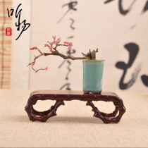 Red sour wood crafts ornaments base solid wood rectangular stone base flower bonsai teapot jade base