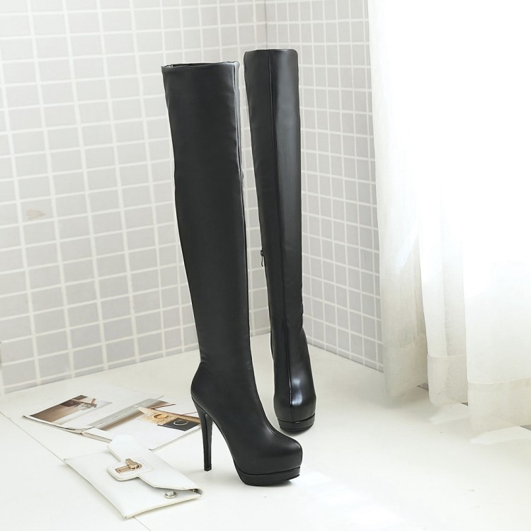 Trắng giày cưới giày kéo dài trên đầu gối khởi động stiletto nữ cao gót kích thước lớn của phụ nữ khởi động kích thước nhỏ giày của phụ nữ 32-43 MNS