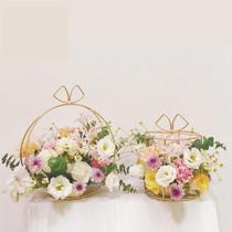 Iron decoration small ornaments exquisite basket half moon wedding gift simple European hollow square flower pot hanging basket