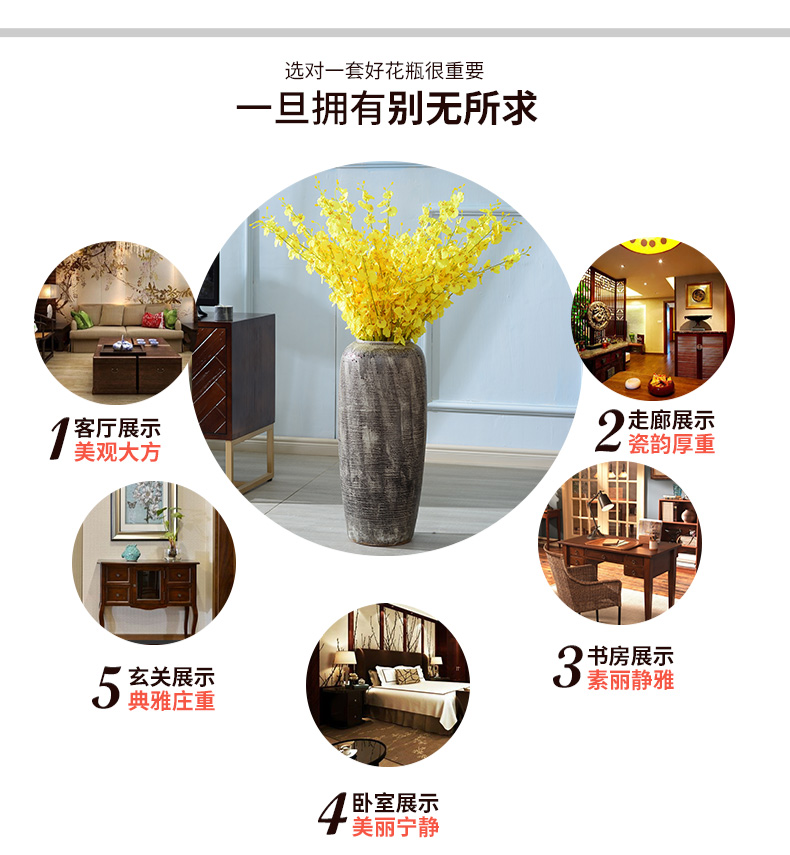 Put dried flowers sitting room art pottery vase furnishing articles creative retro literary move ground decorative ceramic bottle