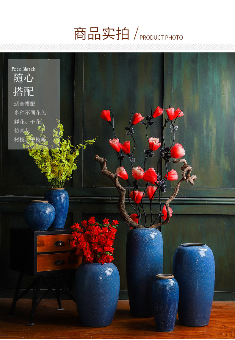 Lou qiao flower arranging large sitting room ground furnishing articles of modern American in Europe type restoring ancient ways is dried flowers of jingdezhen ceramic vase