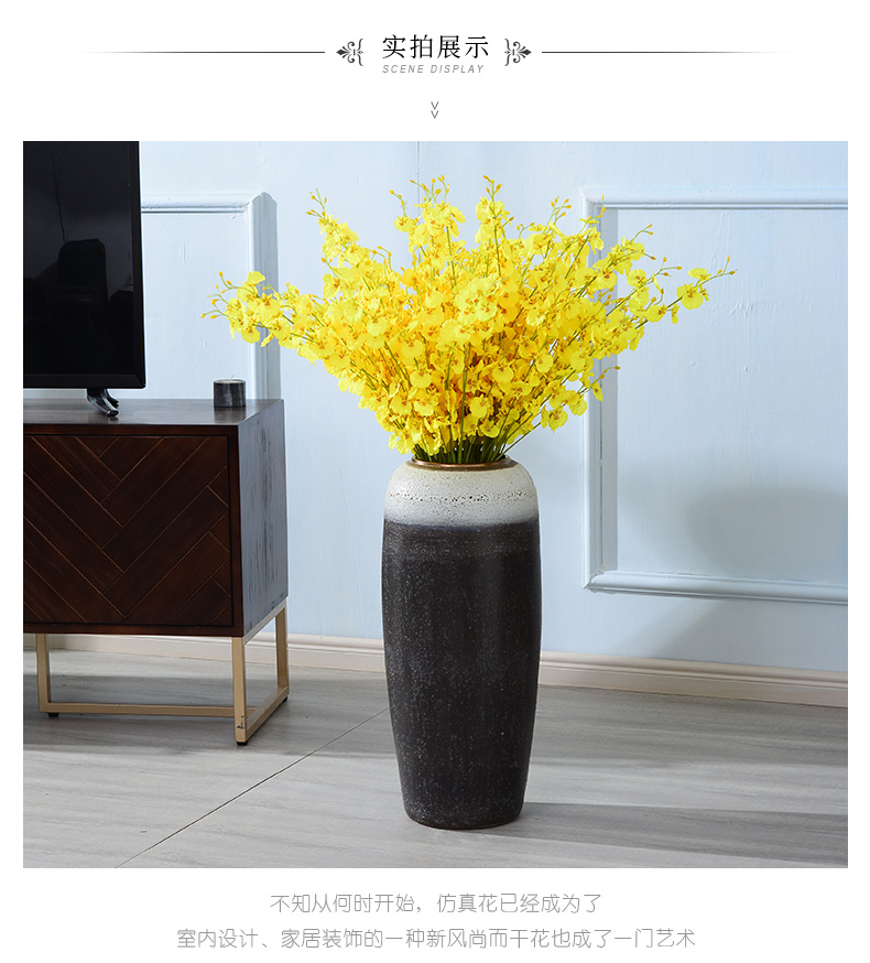 Lou qiao ground vase large Chinese style restoring ancient ways is plugged into the dried coarse pottery villa living room TV ark, clay ceramic furnishing articles