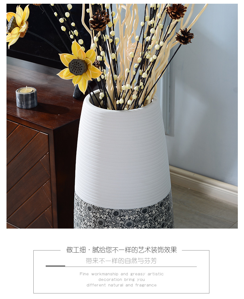 Jingdezhen ceramic large ground vase creative decorations furnishing articles furnishing articles sitting room dry flower arranging flowers boreal Europe style