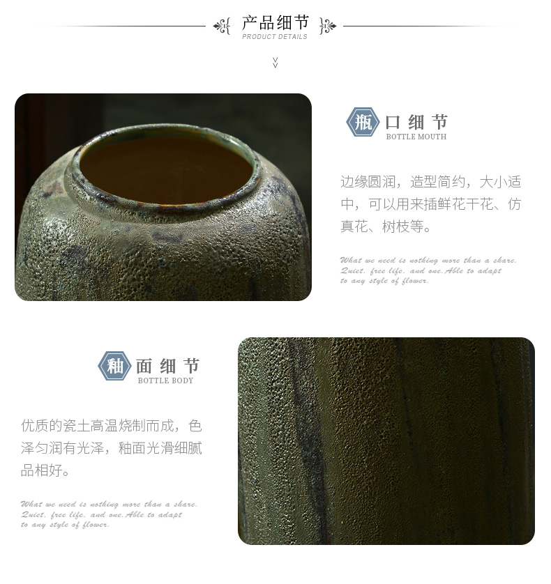 Lou qiao of large vases, ceramic furnishing articles of Chinese style restoring ancient ways POTS to the sitting room TV cabinet dry flower stoneware bottle arranging flowers