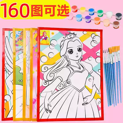 Color bottom graffiti painting watercolor painting gouache paint children color drawing board frame foam board painting stall Square Park