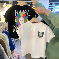 Boys short-sleeved T-shirt 2021 summer new fashion Korean childrens clothing childrens pattern printed cotton top