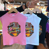 Korean version of sleeveless t-shirt boy little vest girl Xia Outer lapped horse clip new 2021 children thin foreign air blouse