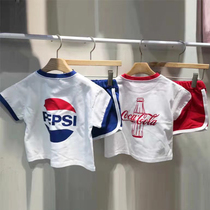 2021 Summer new children Fashion relaxation Korean Department Two sets of ocean-gas casual men and women sports suit wave