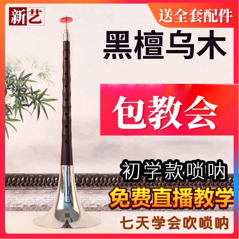 Nice to play Professional Umu Black sandalwood Wooden Suona Musical Instruments Full Set D Tune D Beginner Beginner Size Horn