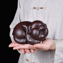  Wood carving pig ornaments Ebony solid wooden pig cute smiley Zodiac decoration Mahogany crafts car ornaments