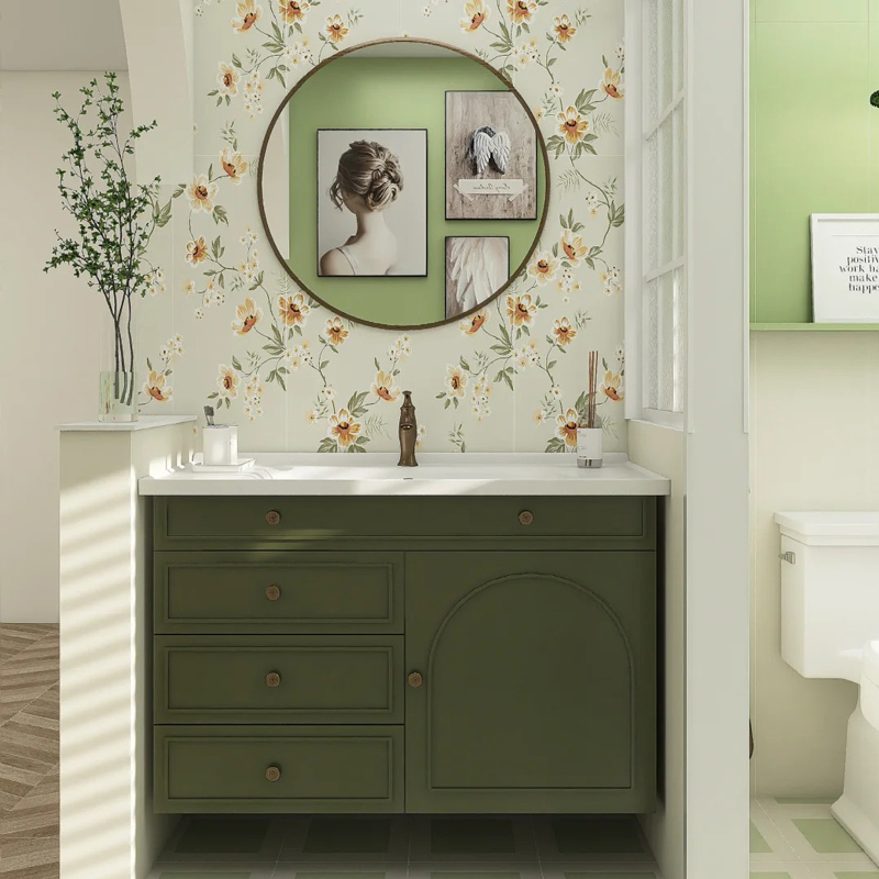 French Retro Bathroom Cabinet Combination Avocado Green Ceramic Basin Bathroom Washbasin Cabinet Bathroom Washbasin Cabinet French Retro Bathroom Cabinet Combination Avocado Green Ceramic Basin Bathroom Washbasin Cabinet Bathroom Washbasin Cabinet