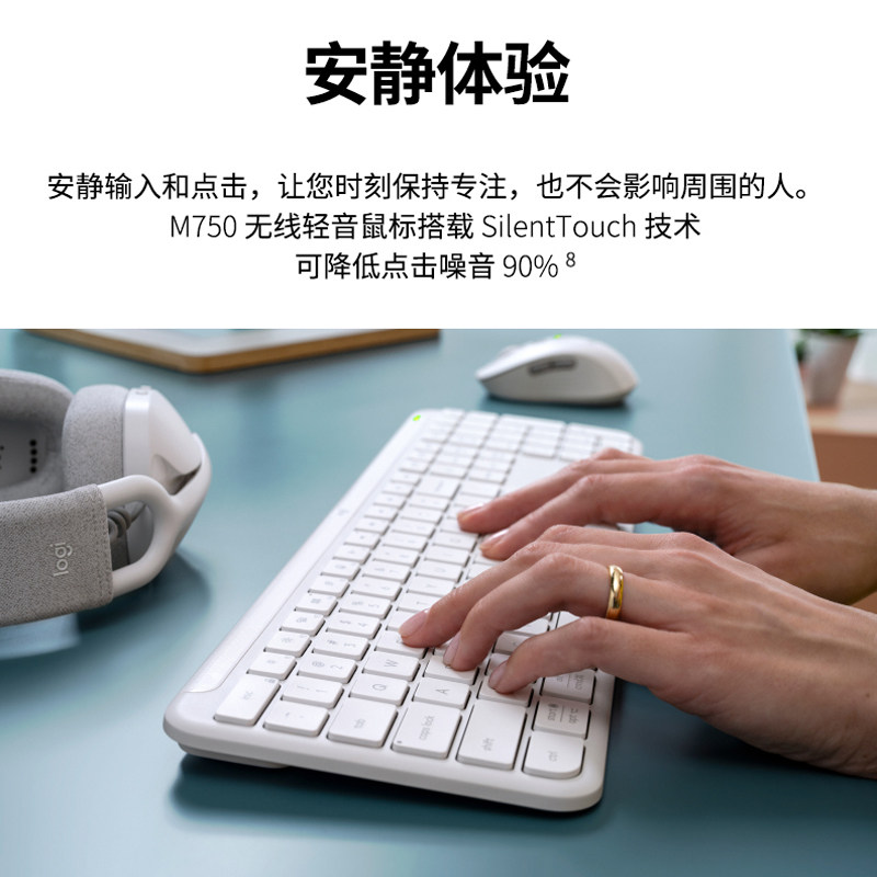 Logitech Preferred Series Mk950 Wireless Keyboard and Mouse Set Silent Dual-Mode Bluetooth Receiver for Computer Office