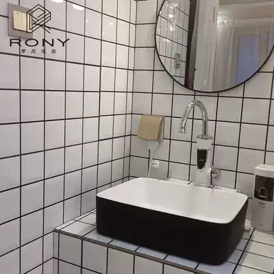 Simple kitchen and bathroom glazed black and white brick bathroom wall tile dining room balcony tile toilet bread brick European kitchen brick