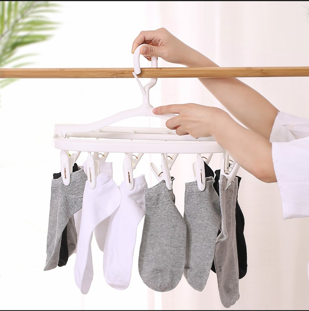 Millet full-frame folding multi-clip drying rack household multifunctional clip baby children's clothing socks windproof drying rack