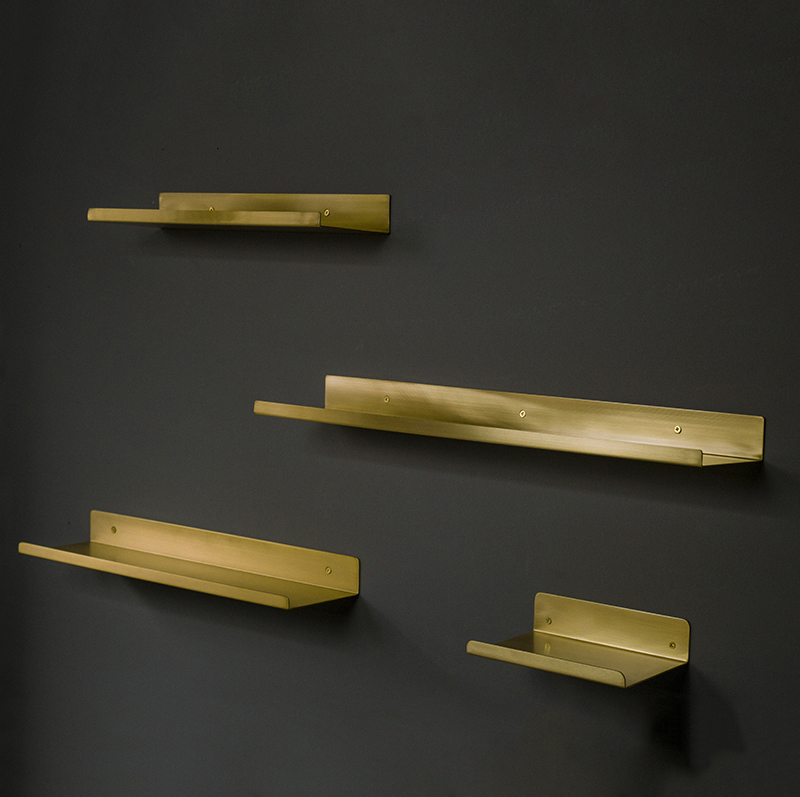 Nordic brass partition shelf bathroom kitchen living room wall storage rack simple decorative rack customized