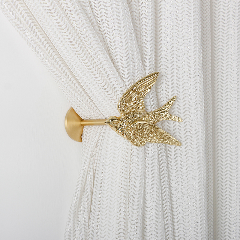 Nordic Brass Curtain Hook Swallow Hook Foyer Gold No-Drill Vintage Decorative Creative Light Luxury Wall Hook