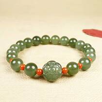  Liangyu Qiyuan seed material Hetian jade lotus bead bracelet fresh and elegant fine waxy shiny elegant temperament female model