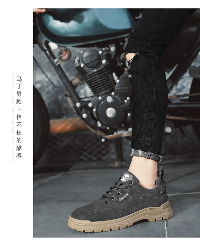 giày bảo hộ chống đinh Giày bảo hộ lao động nam màu đen dành cho mùa thu tại công trường, giày bảo hộ lao động chống trơn trượt, giày leo núi ngoài trời cho nam, đế dày day bao ho lao dong giày bảo hộ cao cấp