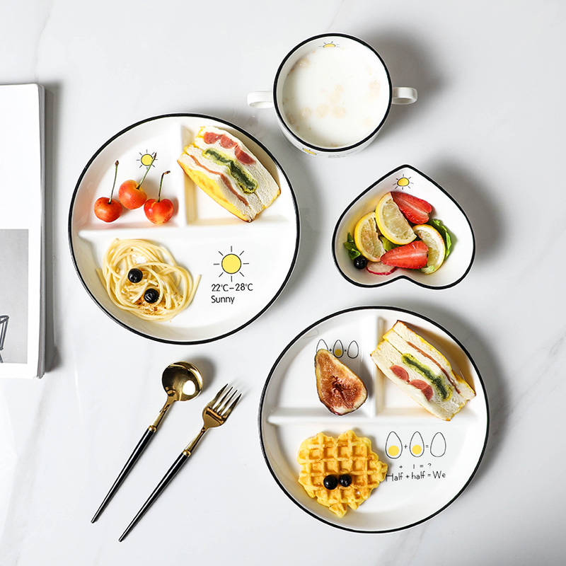 Thai nostalgia 211 fat-reducing plate for adults and children, plates, ceramic meals, one person, breakfast tableware set