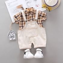 Boys  childrens clothing breathable 2-piece loose short-sleeved 0-5 years old childrens clothes Childrens clothing mens clothes baby shorts open file