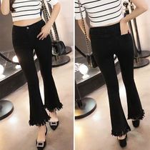 89 points new high-waisted short man spring and summer micro-trumpet jeans women loose and thin Korean version of the student