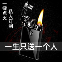 Net Red Identical Kerosene Lighter Windproof Inflatable Grinding Wheel Rocker Personality Creative Tide Metal Lettering Mens Gifts