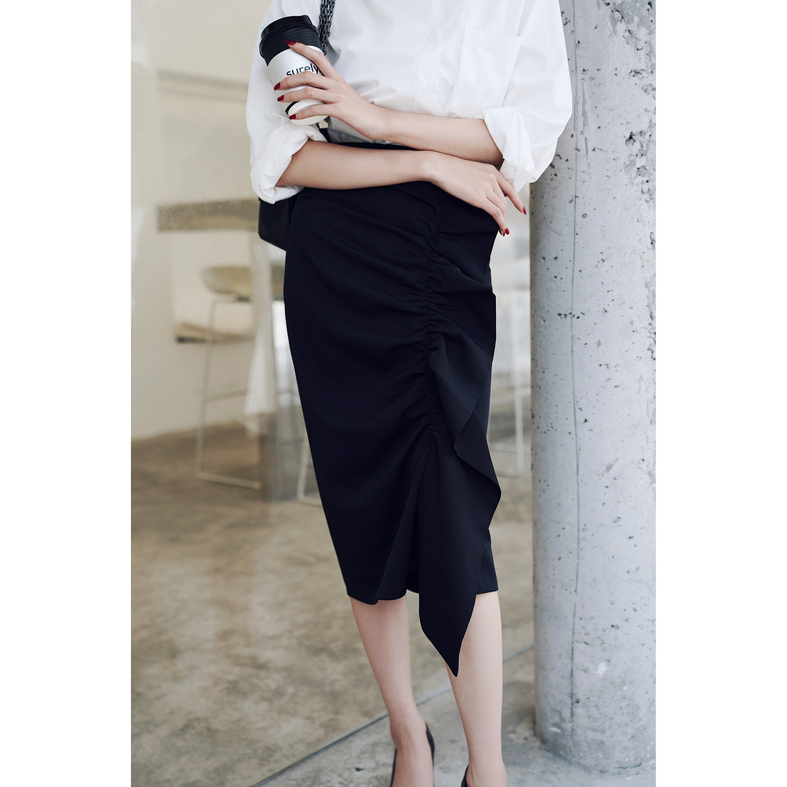 Liseyen lotus leaf mermaid high waist skirt spring and summer Women long design sense niche thin temperament original