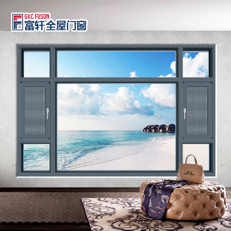 Fuxuan doors and windows Romanti flush L12 broken bridge with yarn aluminum alloy doors and windows can fit guard rail safety anti-theft window