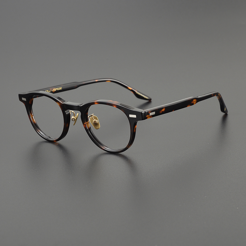 Japanese-Style Handmade Small Round Frame Glasses, Retro Acetate Eyeglass Frames for Women, Prescription Glasses Frames for Men, Blue Light Blocking Non-Prescription Glasses Japanese-Style Handmade Small Round Frame Glasses, Retro Acetate Eyeglass Frames for Women, Prescription Glasses Frames for Men, Blue Light Blocking Non-Prescription Glasses