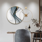 Современный минималистский ресторан, декоративная живопись, круглые часы, комбинация, подвесная картина, креативная минималистичная гостиная, обеденный стол, фон, настенная роспись