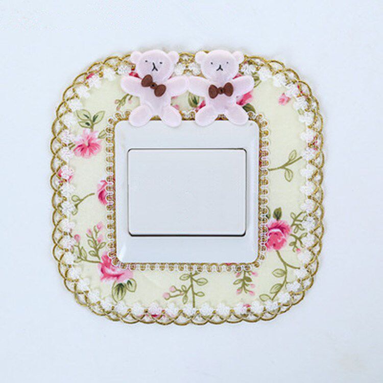 Fabric switch wall paste double switch case protective case living room European creative electric light switch socket decorative lace