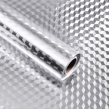 Kitchen Oil-Proof and High-Temperature Resistant Stickers, Waterproof and Moisture-Proof Self-Adhesive Wallpaper, Aluminum Film Wall Stickers for Cabinets, Countertops, and Stoves