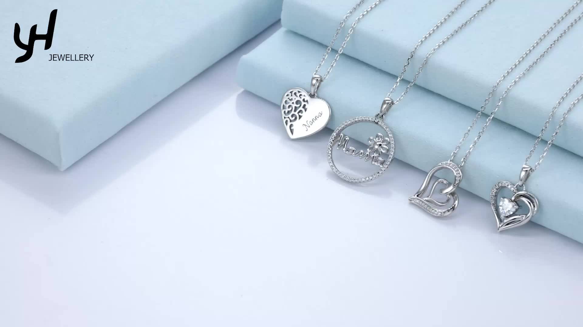 Oem S925 Sterling Silver Mama Mum Mom Love Zircon Pendant Jewelry